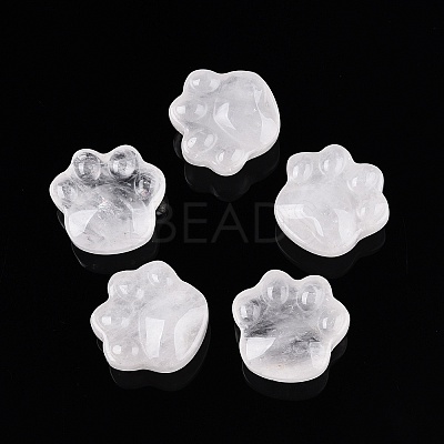 Natural Quartz Crystal Cat Paw Print Figurines DJEW-N003-03J-1
