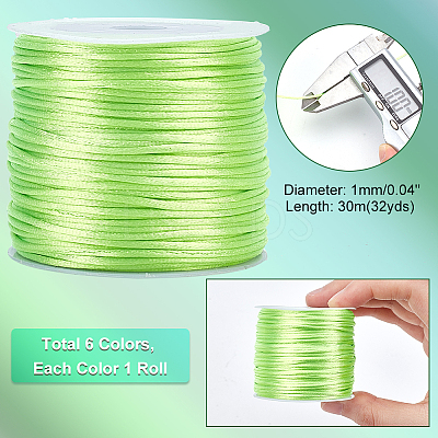 6 Rolls 6 Colors Nylon Satin Rattail Cords NWIR-PH0002-09B-01-1