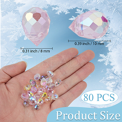 80Pcs Teardrop Electroplated Transparent Glass Charms GLAA-PA0001-68-1