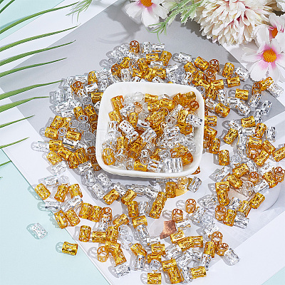 300Pcs 2 Colors Aluminum Dreadlocks Beads Hair Decoration ALUM-PA0001-02-1