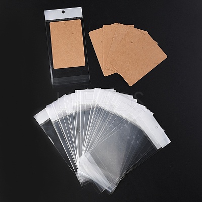 100Pcs Rectangle Kraft Paper One Pair Earring Display Cards with Hanging Hole CDIS-YW0001-02A-1