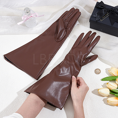 1 Pair PU Leather Long Whole Finger Gloves AJEW-CL0005-12A-1