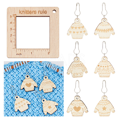 Alloy and Wooden Sweater Knitting tool AJEW-WH0472-20E-1