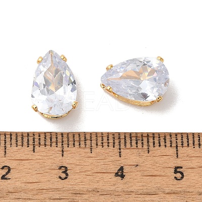 Brass Clear Cubic Zirconia Cabochons STAS-M294-30D-1
