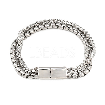 201 Stainless Steel Multi-strand Bracelets BJEW-H633-02P-1