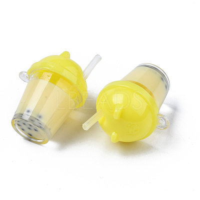 Imitation Bubble Tea Resin Pendants RESI-S401-01G-1