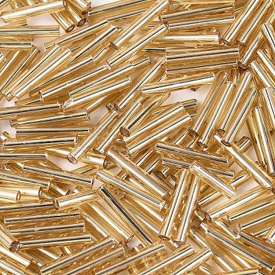 Silver Lined Transparent Glass Bugle Beads SEED-R028-2x15-B01-1