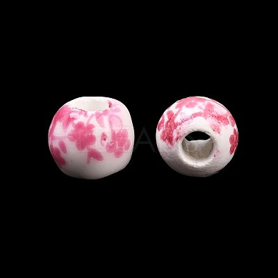 Floral Printed Porcelain Beads PORC-Q201-6mm-3-1