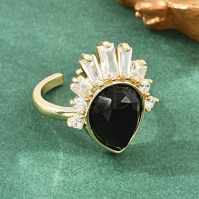 Brass with Natural Obsidian Finger Rings GG-CBACC2B-07G-09-1