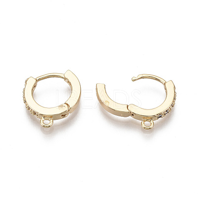 Brass Micro Pave Cubic Zirconia Huggie Hoop Earring Findings KK-T063-012-NF-1