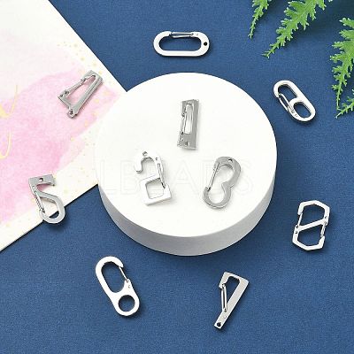 10Pcs 10 Styles 304 Stainless Steel Keychain Clasp Findings FIND-CJ0002-80-1