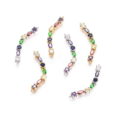 Chakra Brass Micro Pave Cubic Zirconia Links Connectors ZIRC-G161-28-1
