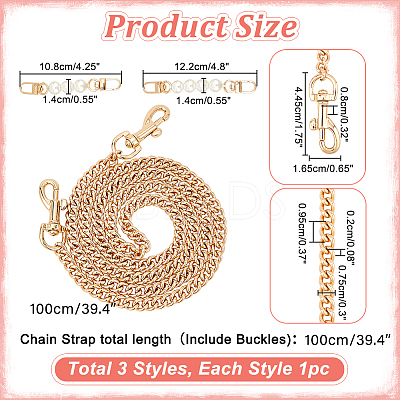 3Pcs 3 Style ABS Plastic Imitation Pearl & Iron Curb Chain Bag Handles DIY-WR0002-70A-1