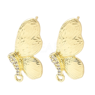 Brass Micro Pave Clear Cubic Zirconia Stud Earring Findings LS-KK-Z106-02G-07-1