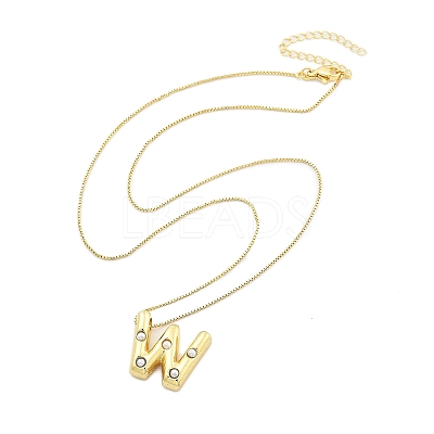 Brass & Plastic Pearl Letter Pendant Box Chain Necklaces for Women NJEW-U017-01G-23-1