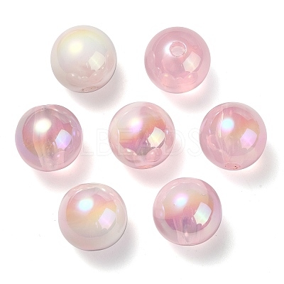 UV Plating Rainbow Iridescent Acrylic Beads OACR-F004-04H-1