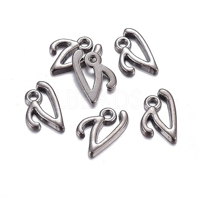 Gunmetal Plated Alloy Letter Pendants LS-PALLOY-P097-03-V-1