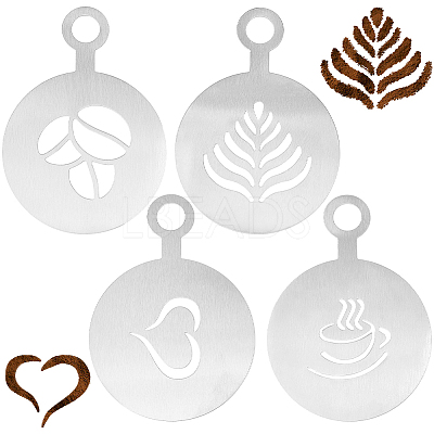 430 Stainless Steel Coffee Latte Art Molds AJEW-WH0038-40P-1