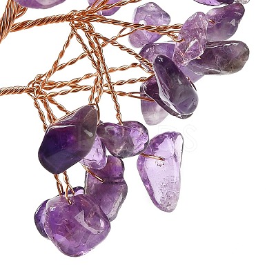 Natural Amethyst Chips Tree of Life Decorations DJEW-C016-02F-1