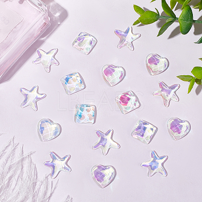 48Pcs 3 Style Translucent Electroplated Glass Cabochons EGLA-CA0001-11-1