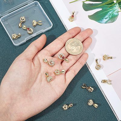 16Pcs 4 Style Brass Micro Pave Cubic Zirconia Ice Pick Pinch Bails ZIRC-FH0001-08-1