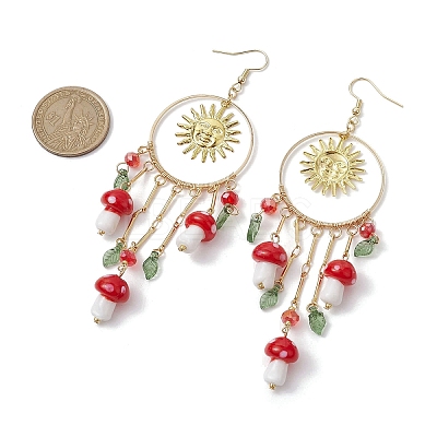 Golden 304 Stainless Steel Sun Chandelier Earrings EJEW-JE05674-02-1