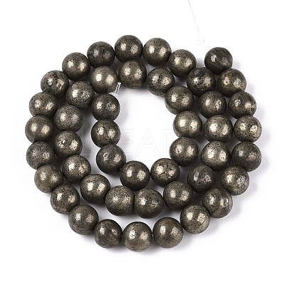 Natural Pyrite Beads Strands X-G-S249-01-8mm-1