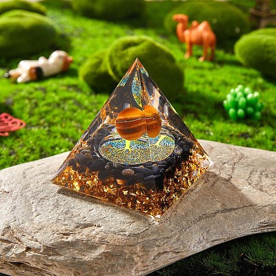 Natural Black Stone Crystal Pyramid Decorations JX072A-1