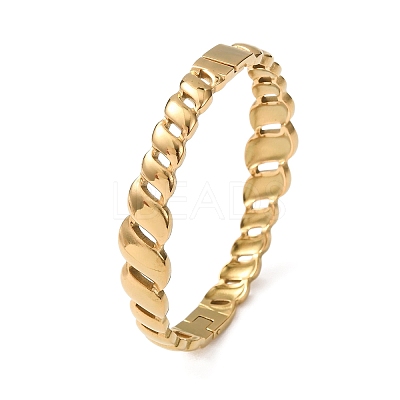 304 Stainless Steel Hollow Twisted Chain Open Hinged Cuff Bangles SA-CBA7A40-05G-1