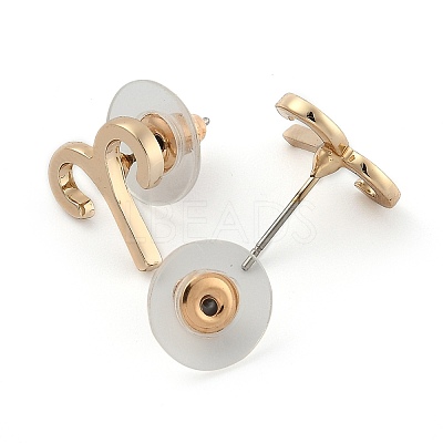 12 Constellation/Zodiac Sign Alloy Stud Earrings EJEW-B025-01G-G-1