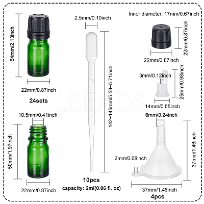 24 Sets Empty Glass Essential Oil Bottles MRMJ-BC0003-37A-1