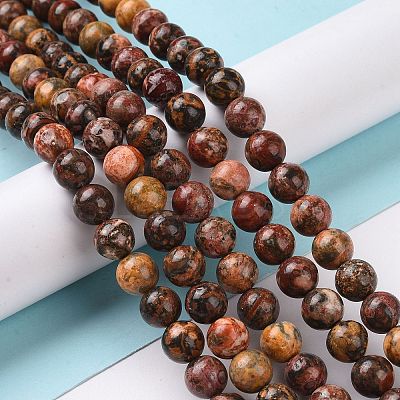 Natural Leopard Skin Jasper Beads Strands G-J358-05-8mm-1