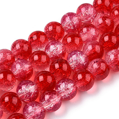 Transparent Crackle Baking Paint Glass Beads X1-DGLA-T003-01B-08-1