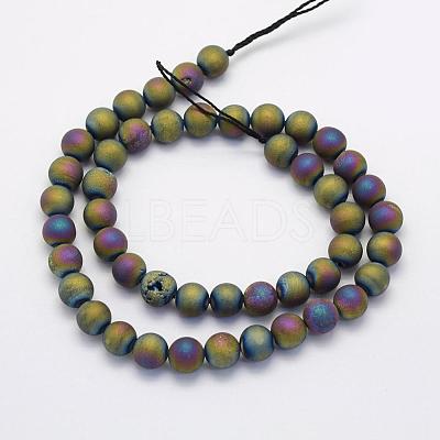 Electroplate Natural Druzy Agate Beads Strands G-G708-10mm-07-1