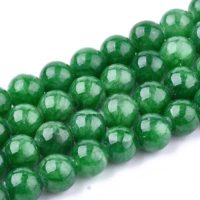 Natural Dyed Yellow Jade Gemstone Bead Strands G-R271-6mm-Y13-1