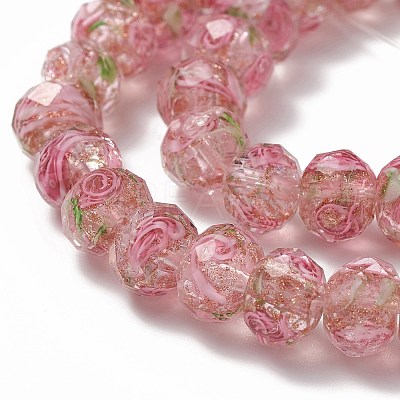 Handmade Gold Sand Lampwork Beads Strands LAMP-R141-10mm-11-1