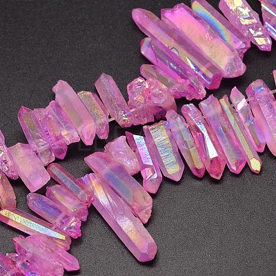 Electroplated Natural Quartz Crystal Beads Strands G-A142-03E-1