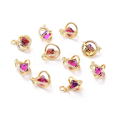 Brass Micro Pave Cubic Zirconia Pendants ZIRC-O044-19E-G-1