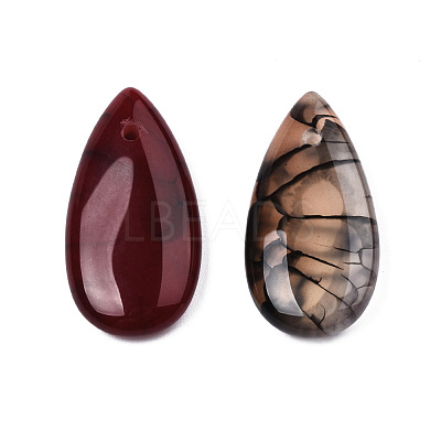 Natural Dragon Veins Agate Pendants G-N0325-16B-1