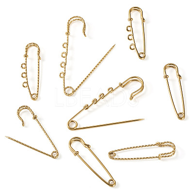 6 Styles 304 Stainless Steel Safety Pins Brooch Findings STAS-TA0006-12G-1