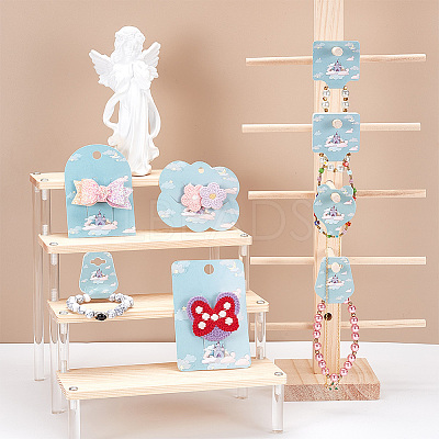 140Pcs 7 Styles Castle Theme Paper Hair Clip Display Cards CDIS-NB0001-38-1