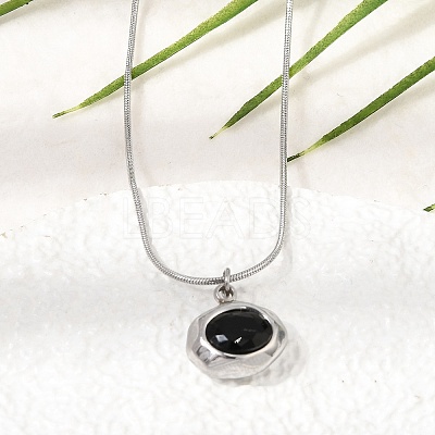 304 Stainless Steel Pave Cubic Zirconia Pendant Necklaces SA-CBADCF0-03P-1