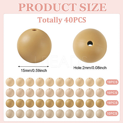 40Pcs 4 Colors Round Silicone Focal Beads SIL-TAD0001-02E-1