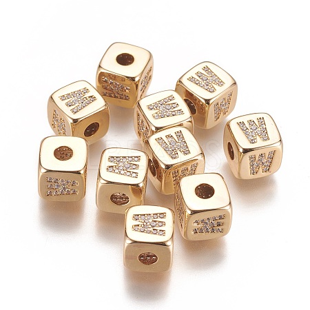 Brass Micro Pave Cubic Zirconia Beads KK-K238-16G-W-1