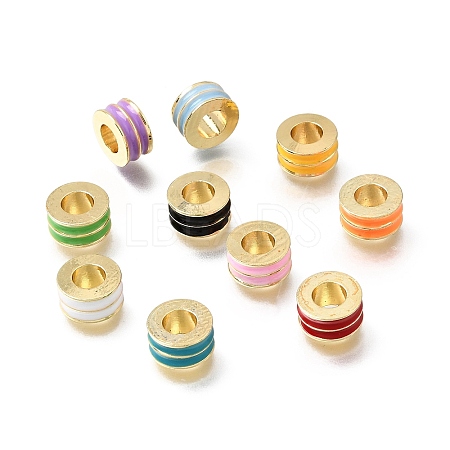 Brass Enamel European Beads KK-Z163-03G-1