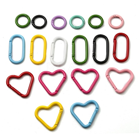 18Pcs 3 Style Spray Painted Eco-Friendly Alloy Spring Gate Rings FIND-SZ0001-90-1