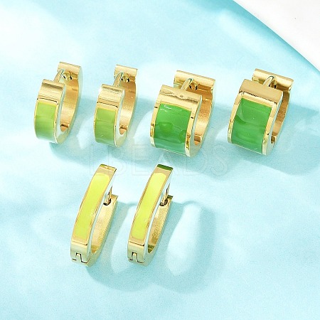 304 Stainless Steel Enamel Hoop Earrings EJEW-K268-20G-02-1