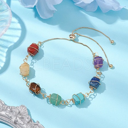 Natural & Synthetic Mixed Gemstone Beads Slider Bracelets BJEW-JB11271-1