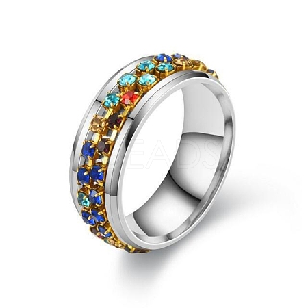 Colorful Rinestone Rotating Finger Ring PW-WG94001-30-1