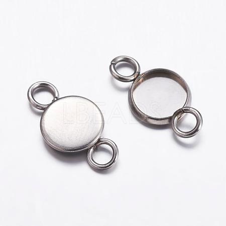 Tarnish Resistant 201 Stainless Steel Cabochon Connector Settings STAS-P161-29-6.5mm-1